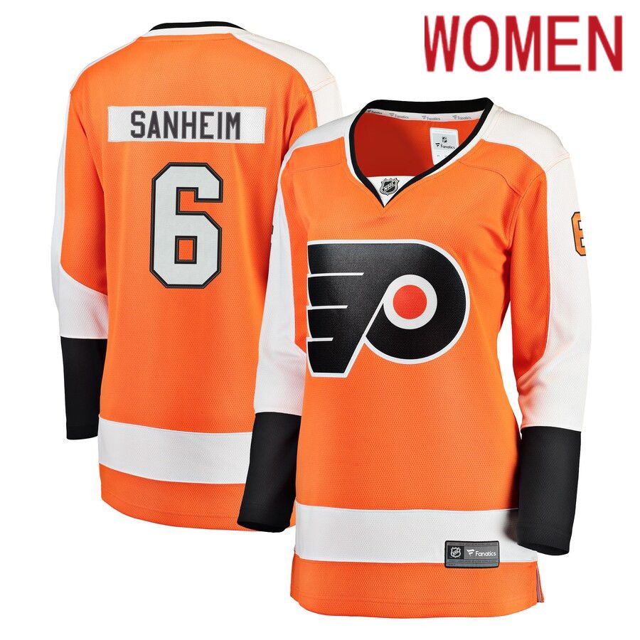 Women Philadelphia Flyers 6 Travis Sanheim Fanatics Branded Orange Breakaway Player NHL Jersey